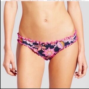 Shade & Shore Floral Ruffle Bikini Bottoms Pink Blue XS Women’s Swim